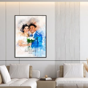 Aquarell Illustration Paar Porträt von Foto Aquarellmalerei Porträt Geschenk für Freundin Porträt Geschenk für Freund für Mann