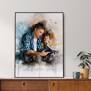 Personalized Fathers Day Print Watercolor Father Art Gift from Wife, Dad gift from daughter, First Fathers Day Gift ,Wall Art, Birthday Gift