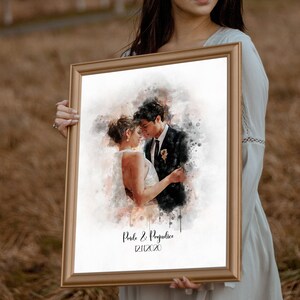 personalized wedding anniversary gift from photo, couple Illustration, anniversary gift for husband couple portrait painting 5th anniversary
