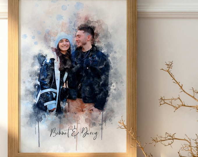 personalized couple portrait from photo couple Illustration anniversary gift for wife husband parents partner Christmas gift for couple art