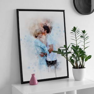 Weihnachtsgeschenk für Paar, Aquarell Illustration, Aquarelle Porträt Geschenk für Freundin Porträt Geschenk für Freund Mann