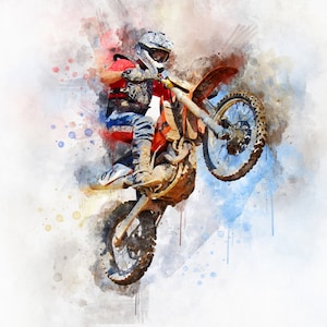 Aquarel motorfiets schilderij cadeau gepersonaliseerde motor print motorfiets aangepaste kunst fiets poster race fiets fiets renner fietser