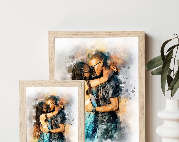 custom couple portrait from photo, couple Illustration, anniversary gift for wife husband parents partner Christmas gift for boyfriend art