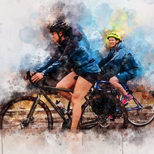 Lady Mountainbiker Fahrrad Aquarell Druck Fahrrad Wand Kunst druckbare Blumen Fahrrad Aquarell Fahrrad Dekor blau Fahrrad Kunstdruck
