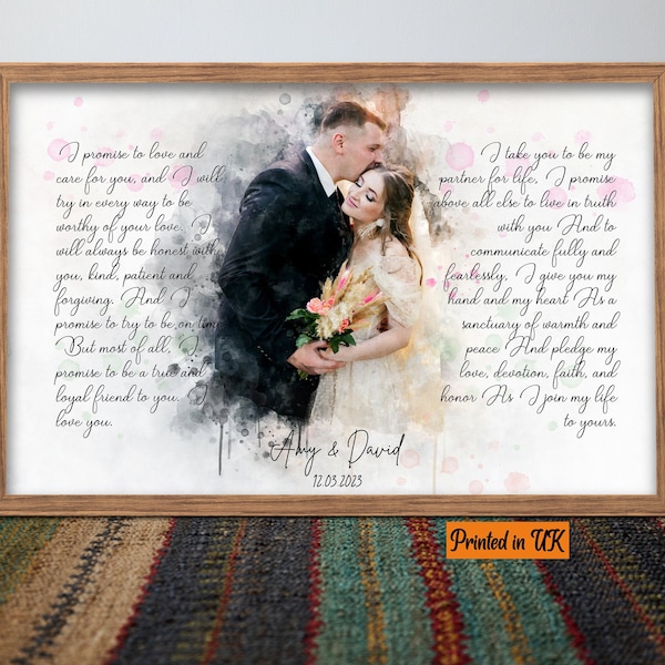 Wedding Vows Framed on Canvas Etsy