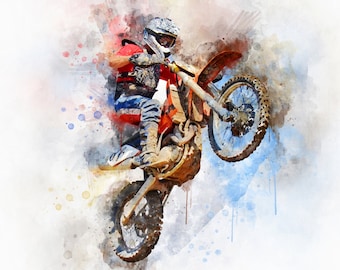 Aquarell Motorrad Malerei Geschenk Personalisierte Motorrad Druck Motorrad Benutzerdefinierte Kunst Fahrrad Poster Racing Bike Fahrrad Reiter Radfahrer