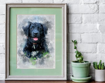 Watercolor dog Portrait Painting, pet dog Loss, Dog Drawing, dog Illustration, Pet Memorial Gift, Custom Dog Portrait, canvas dog watercolor