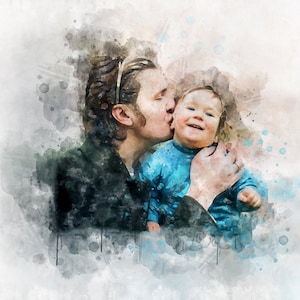 Personalized Watercolor Birthday Gift for Autism child Autism Mom Gift Gift for Parent Custom Family Portrait Autism gift from photo