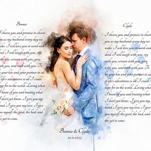 Impresión de lienzo de votos de boda para el marido, regalo de arte de votos para el marido, ilustración de votos de boda, decoración del dormitorio, regalo de arte de votos para el aniversario