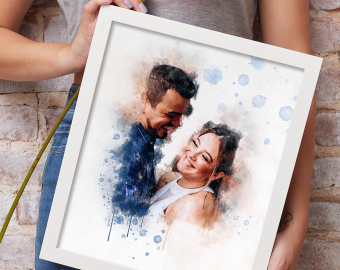 custom couple portrait from photo, couple Illustration gift, anniversary gift for husband wife parents partner, Christmas gift couple art