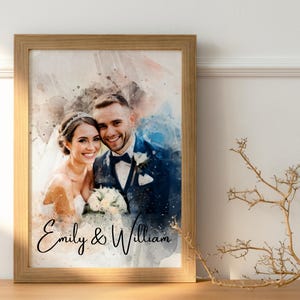Personalized Watercolor Painting from Photo, Custom Couple portrait Painting, Anniversary Gift for Wife Husband Partner, Wall Art,Print gift