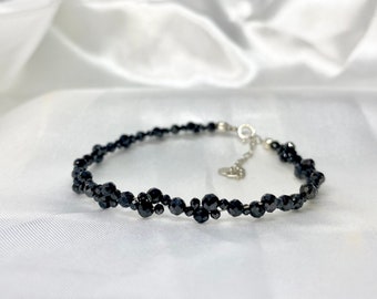 Black Spinel Bracelet, Bracelet for Women, Minimalist Design, Natural stones