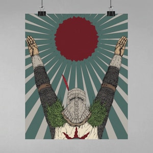 Dark Souls Poster: Solaire of Astora Sun Praise Matte Print