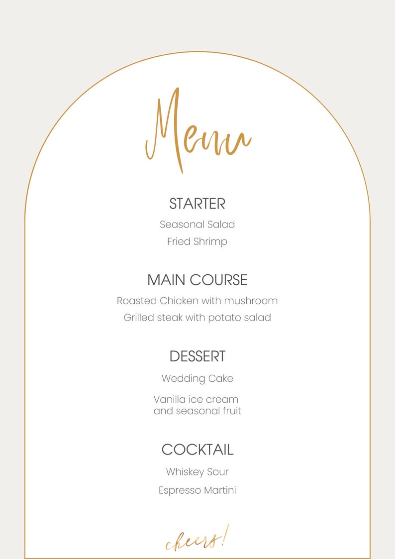 Editable Wedding Menu on Canva, Editable Save the Date Menu Design ...