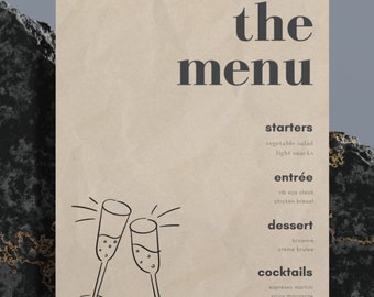 Editable Wedding Menu on Canva, Editable Save The Date Menu Design, Menu Template for Wedding, Menu for Events, Editable Digital Menu