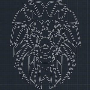 幾何学的なライオンの壁アート DXF
