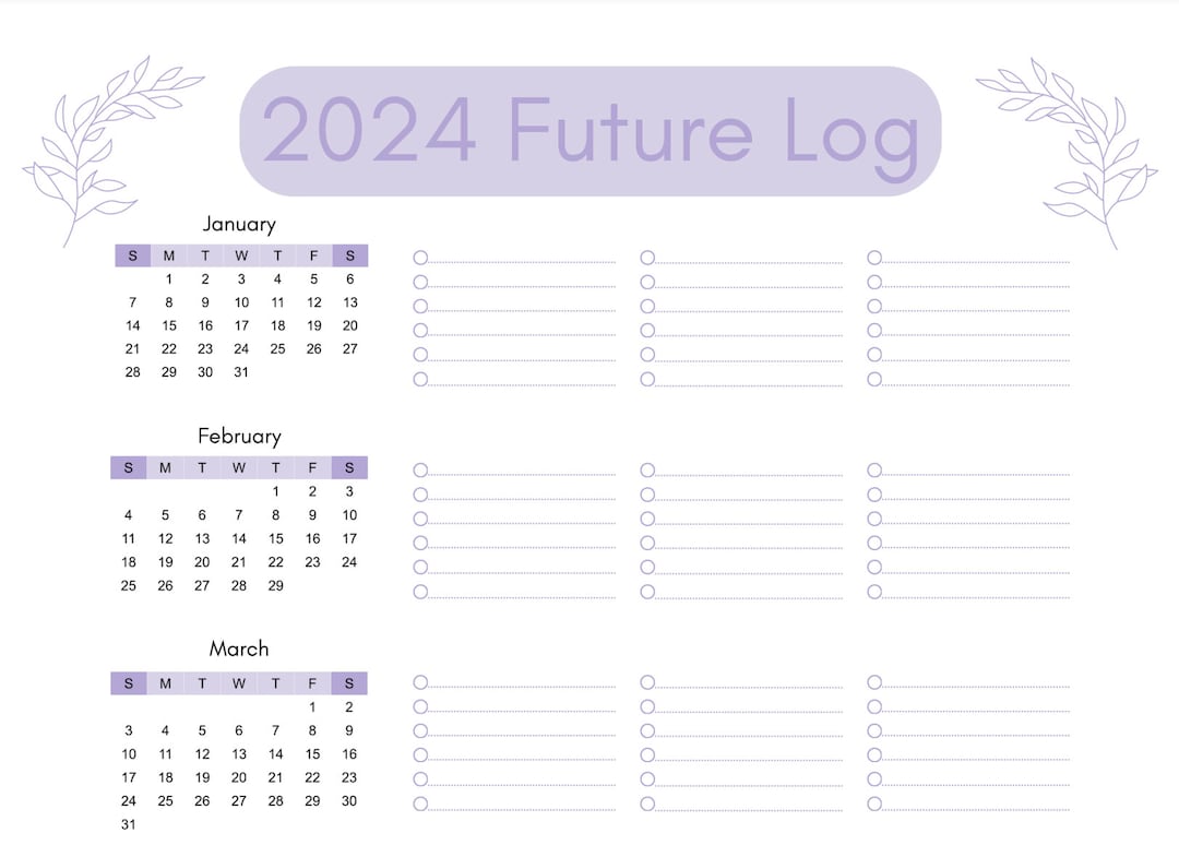 PRINTABLE 2024 Future Log Lavender - Etsy