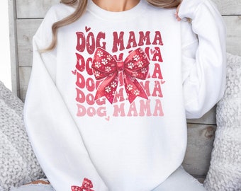 Dog Mom Sweatshirt: Hearts Bows & Paws Gildan Crewneck