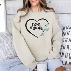 Dog Mama Sweatshirt, Womens Sassy & Playful Crewneck with Dog Paws, Cute Gift for Her, Partner, Girlfriend, Wife, Teacher, Self, Dog Lovers