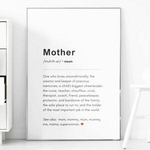 Définition de la mère - téléchargement numérique, affiche imprimable, cadeau de fête des mères, cadeau de nouvelle maman, maman SVG, maman PNG, cadeaux pour maman, T-shirt SVG