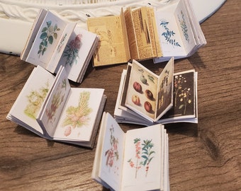 Printable miniature books- 6 Botany/greenhouse books 1:12 scale in 3 sizes