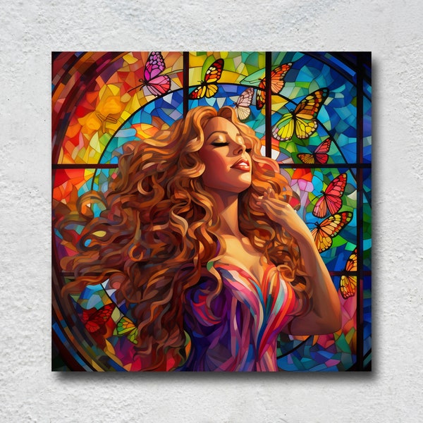 Mariah Carey arte digital estrella del pop icono cartel de alta calidad impresión vidrieras coloridas