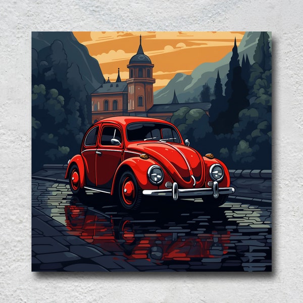 Volkswagen Beetle 1938 poster print pixel art classic car poster iconic car print