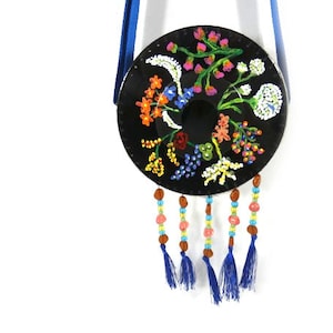 Hand Painted Vinyl Single Bag Vinyl Record Bag Wild Flowers Flower Garden Design Retro Bag Rainbow Colors
