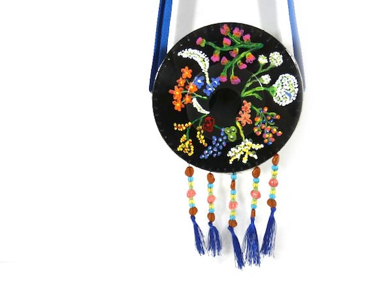 Hand Painted Vinyl Single Bag Vinyl Record Bag Wild Flowers Flower Garden Design Retro Bag Rainbow Colors