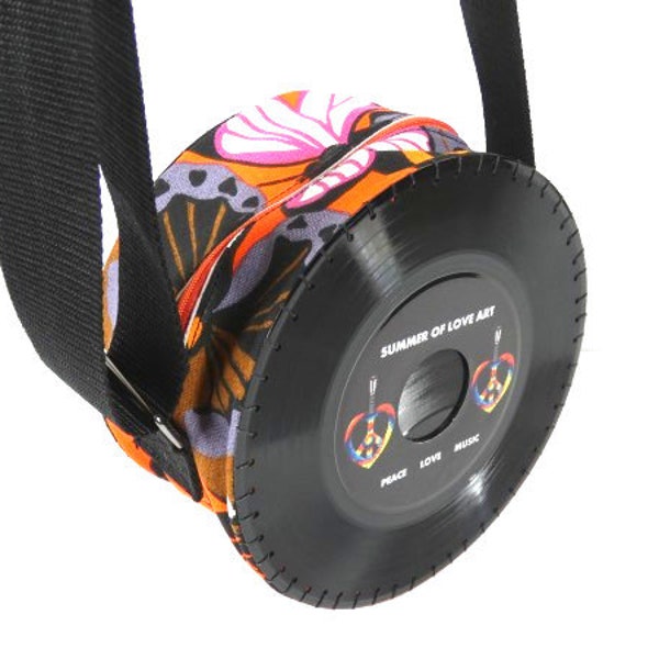 Vinyl Einzeltasche Schallplattentasche Orange Retro Schmetterlinge Style Design Schmetterlingstasche