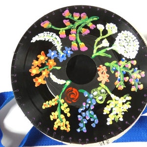 Hand Painted Vinyl Single Bag Vinyl Record Bag Wild Flowers Flower Garden Design Retro Bag Rainbow Colors image 8