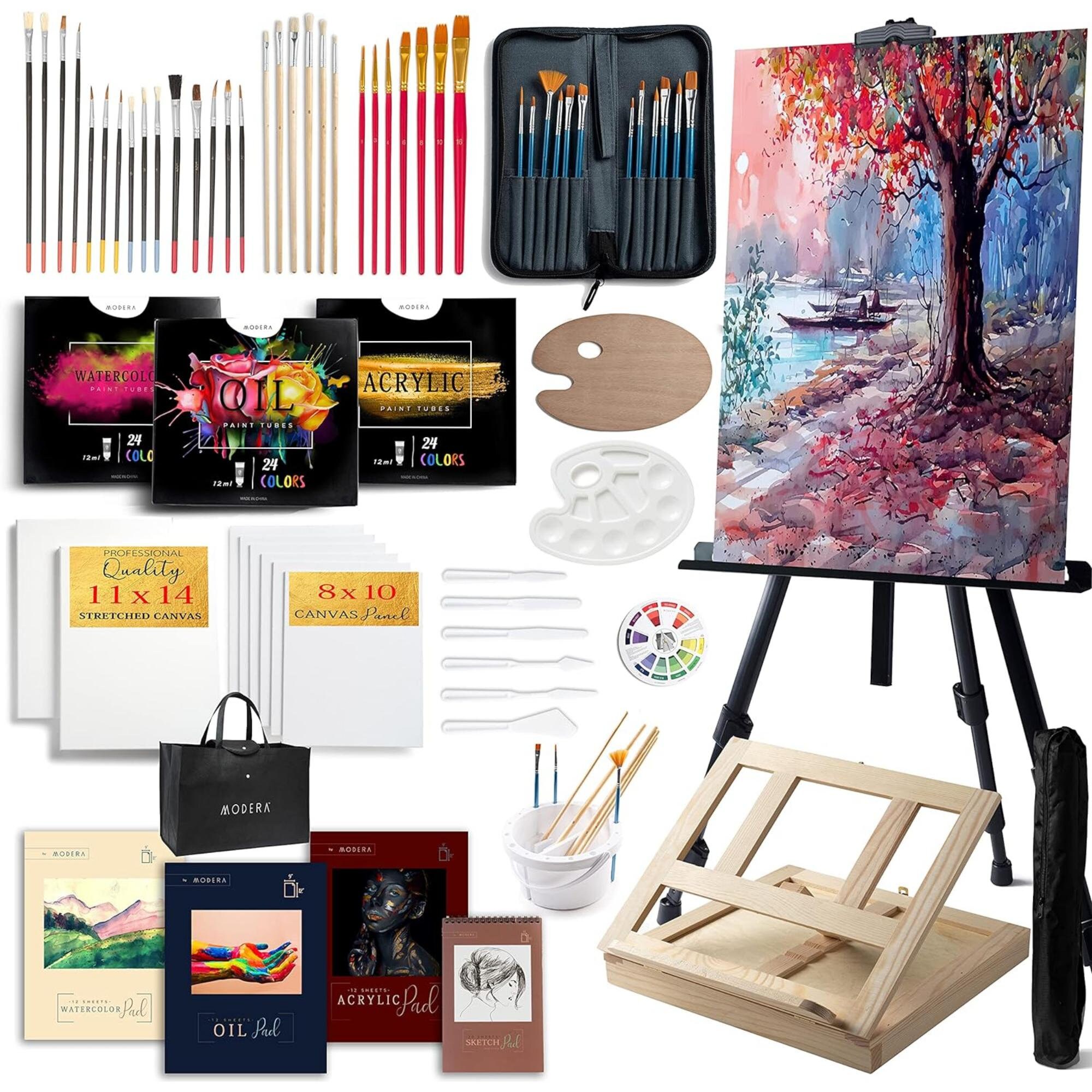 195 Piece Deluxe Art Set With Drawing Pads, Professional Art Kit, Art  Supplies for Adults, Teens, Paint Supplies, Canvases 