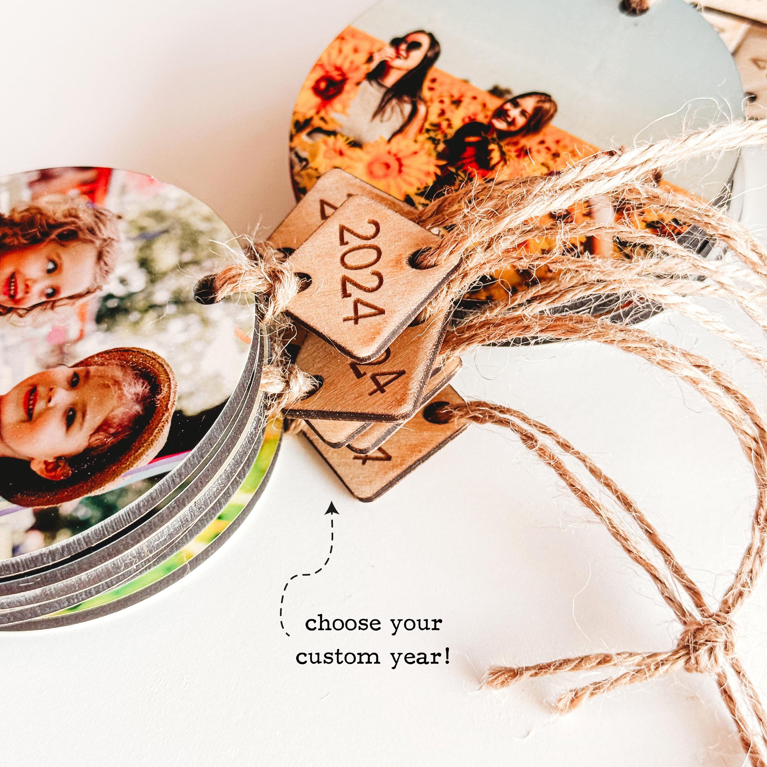 Custom Year Tag Photo Ornament | Christmas Ornament | Personalized Ornament | Real Wood Photo Ornament | Christmas Décor