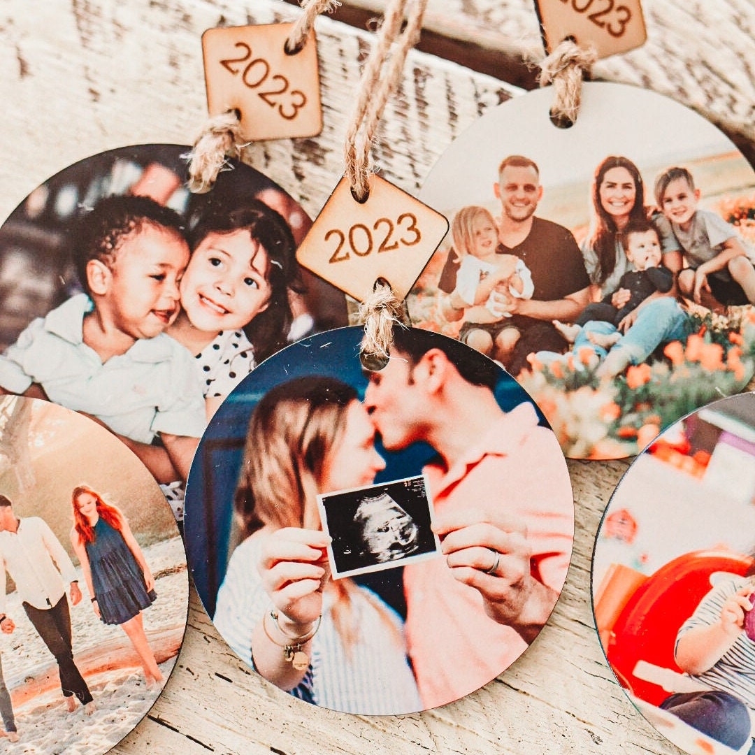 Custom Year Tag Photo Ornament | Christmas Ornament | Personalized Ornament | Real Wood Photo Ornament | Christmas Décor