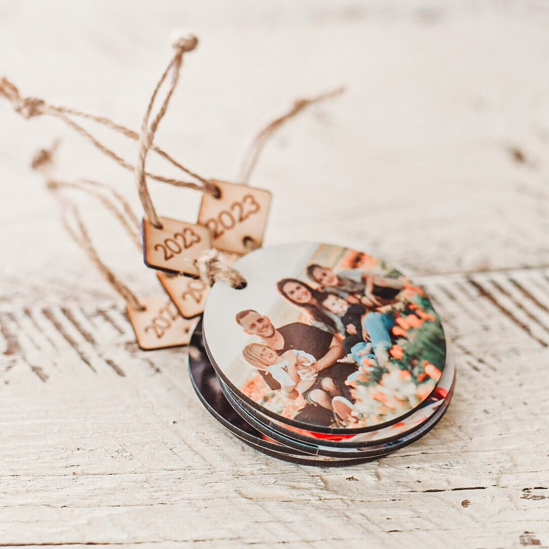 Custom Year Tag Photo Ornament | Christmas Ornament | Personalized Ornament | Real Wood Photo Ornament | Christmas Décor