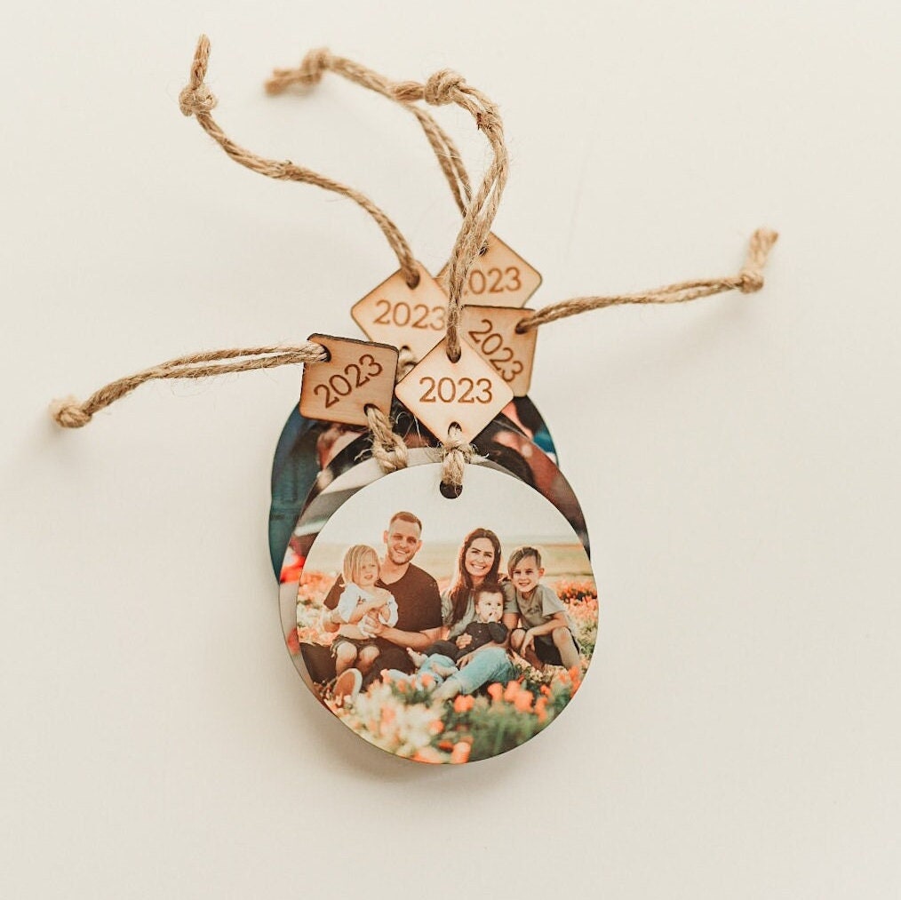 Custom Year Tag Photo Ornament | Christmas Ornament | Personalized Ornament | Real Wood Photo Ornament | Christmas Décor