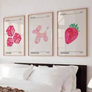 Pink Retro Poster Set: Neon 90s Wall Art (Digital Download)