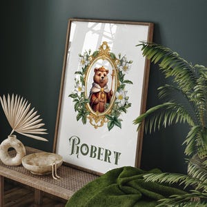 Personalizable Royal Teddy Bear Name Poster | Custom Name Sign | Nursery Decor| Nursery Child Kids Decor | Royality Style Nursery Wall Art