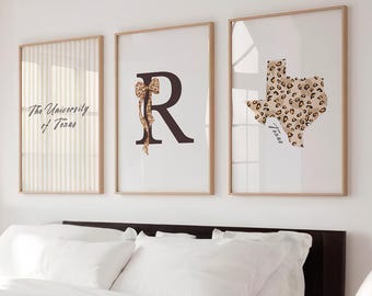 Personalized Leopard Dorm Poster Set: Custom College Wall Art (Digital Download)