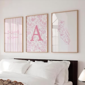 Personalized Pink Dorm Art Set: Custom College Posters (Digital Download)