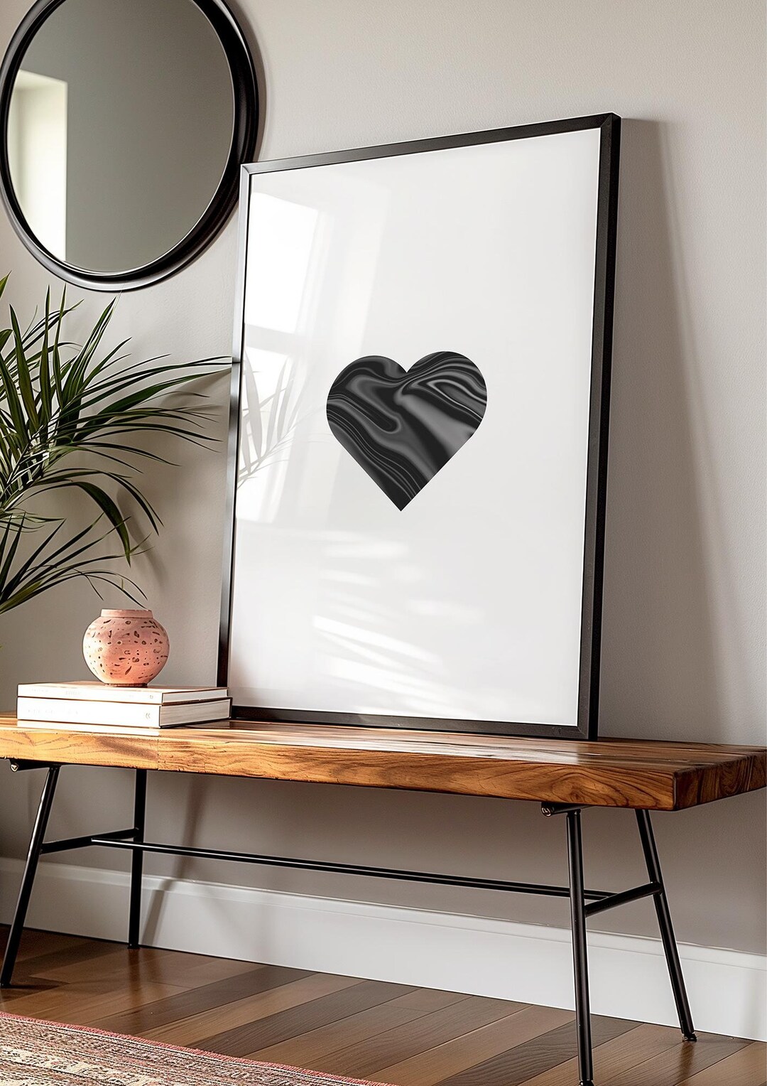 Minimalist Black Heart Printable Poster, Minimalist Valentine's Day ...