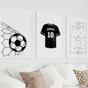 Personalized Soccer Prints,  Custom Name Soccer Jersey, Boys Room Decor, Toddler Wall Art, Soccer Ball, Printable Football Nursery Wall Art