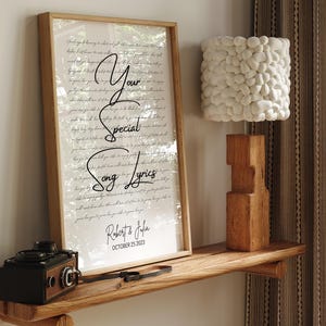 Personalized Wedding Song Lyric Poster with Names and Date, Custom Lyrics Wall Art Gift for Wife, Anniversary Gift for Couples, Special Song
