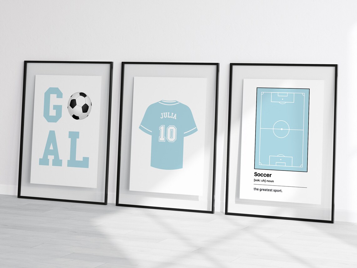 Personalized Soccer Prints, Custom Name Soccer Jersey, Boys &amp; Girl Room ...