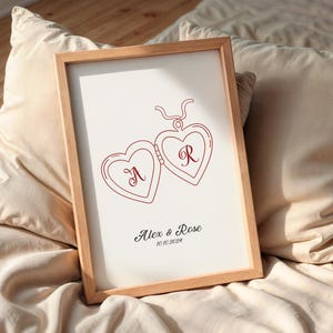 Personalisierte Valentinstag Initialen Buchstaben Poster, Cutom Design Paar Geschenk Druck, Hochzeitstag Valentinstag Geschenk Digitaler Download