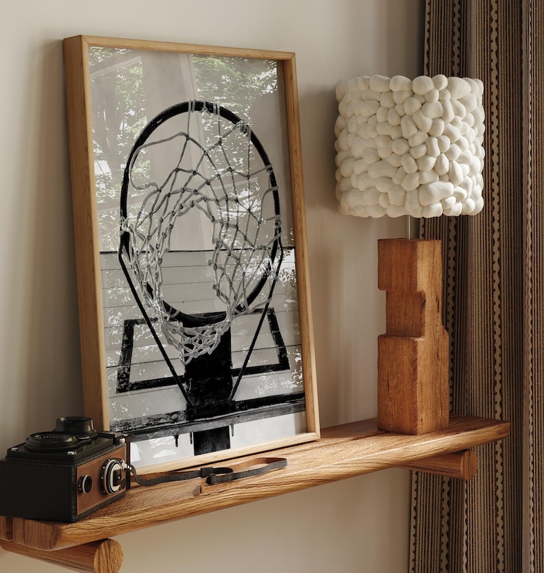 balck and white basketball player room decor
