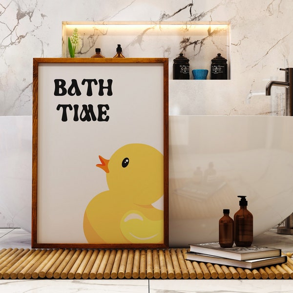 Brighten Up Bath Time with a Cute Duck Poster - Colorful Art for Playful Spaces - Cute Duck Poster Bath and Nursery Decor  Funny Bath Decor