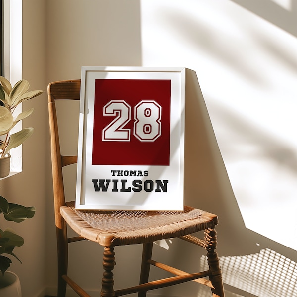 Custom Jersey Poster, Personalized Jersey Art, Custom Sports Print, Jersey Gifts, Custom Sports Decor, Custom Name Sports Wall Art, Son Gift