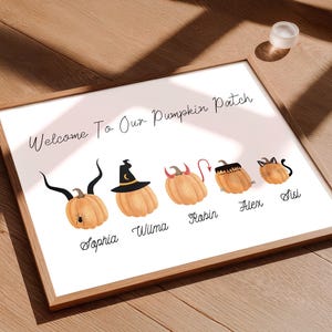 Personalized Pumpkin Patch Family Print: Custom Halloween Decor (Digital Download