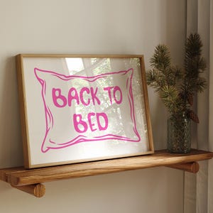 Minimalist Bedroom Wall Art Prints, Back To Bed, Bedroom Wall Decor, New Home Gift, House Warming Gift, Home Wall Art Prints, Pink Poster